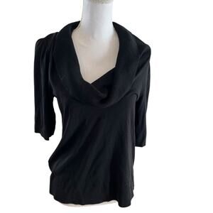 BCBGMAXAZRIA Short Sleeve Lightweight Silk Sweater Black S